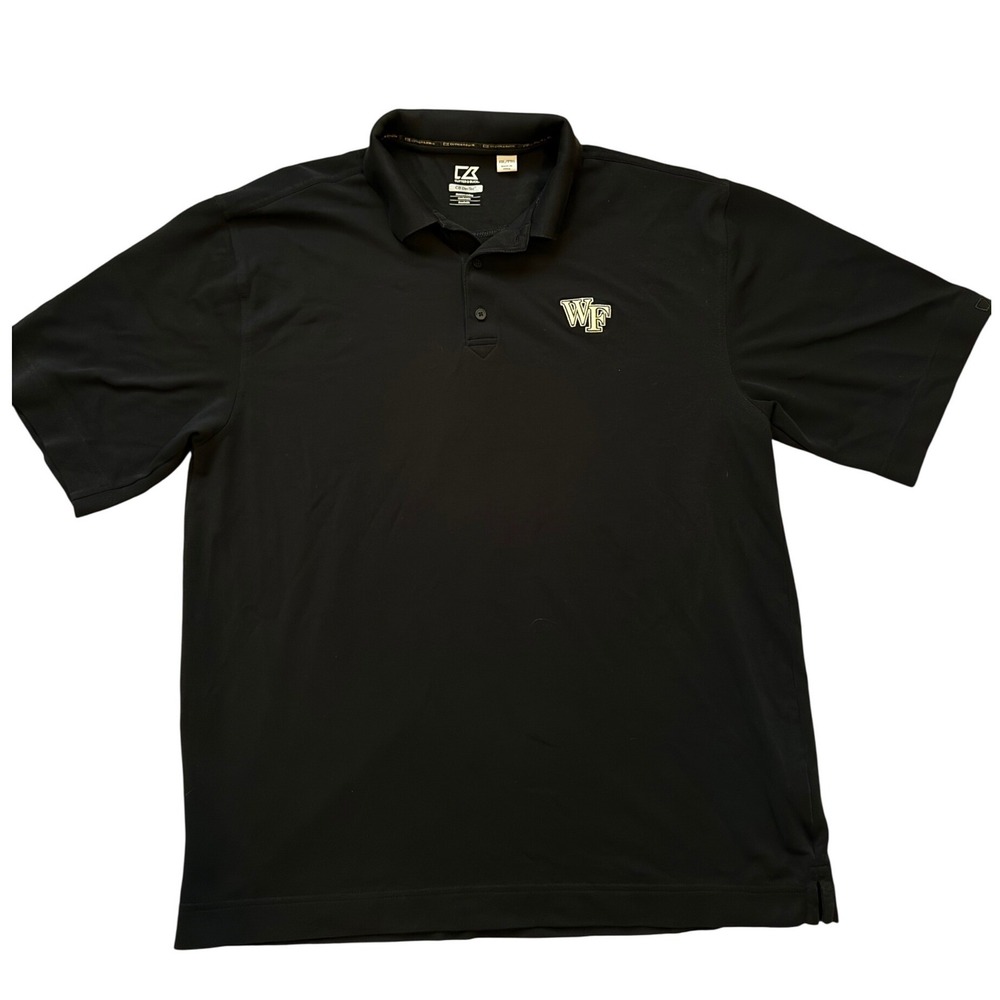 Cutter & Buck Mens XXL Black Wake Forest WF CB DryTec‎ Polo Shirt Short Sleeve